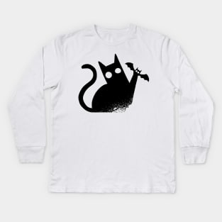 funny cat - superhero cat Kids Long Sleeve T-Shirt